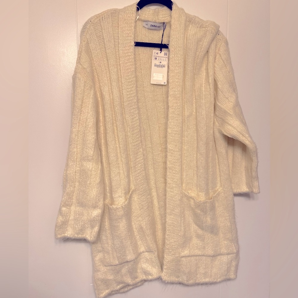Zara off white knit cardigan